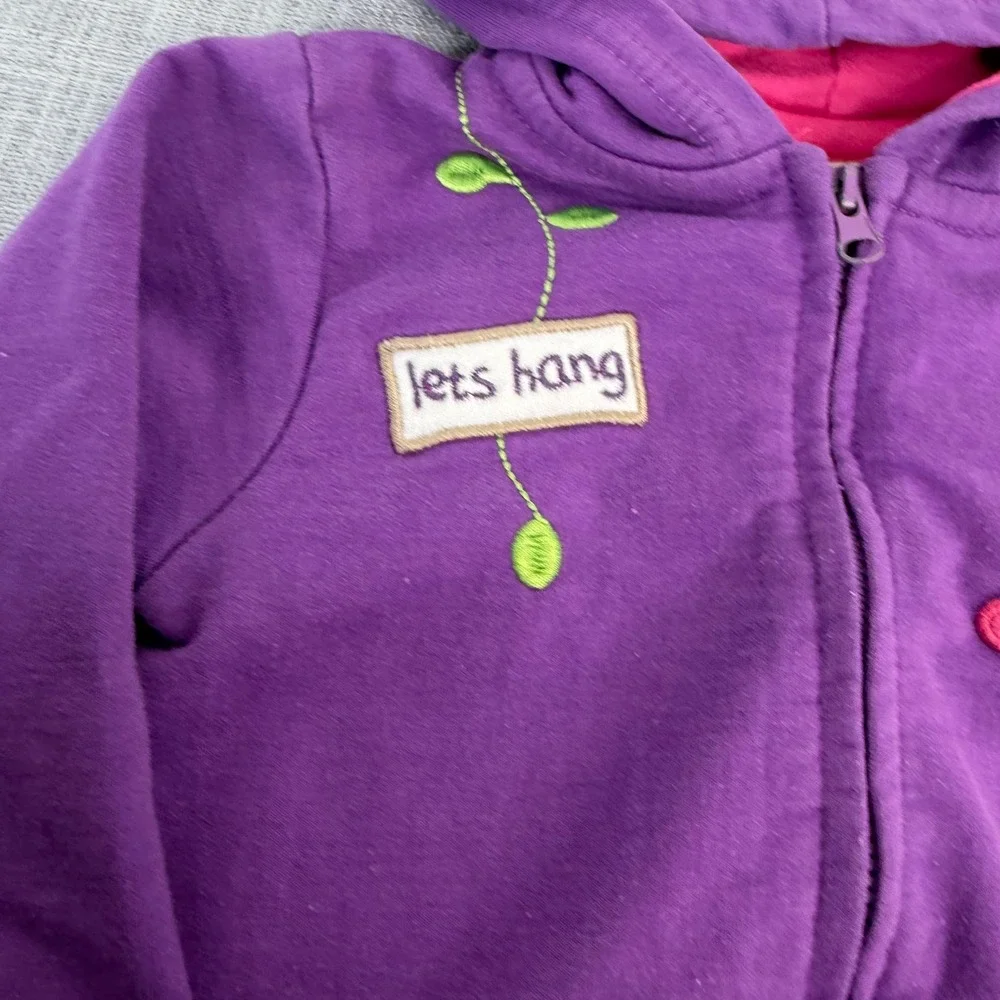 Y2K WeePlay 12 Months Purple‎ Full Zip Hoodie Monkey Flowers Pink 